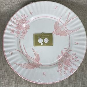 40 Paper Plates pink white floral bird
